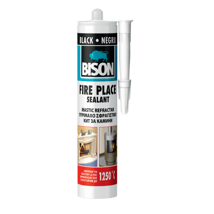Bison Fire Place Sealant - Silikon temperaturno otporan do 1250°C, crni, 530gr