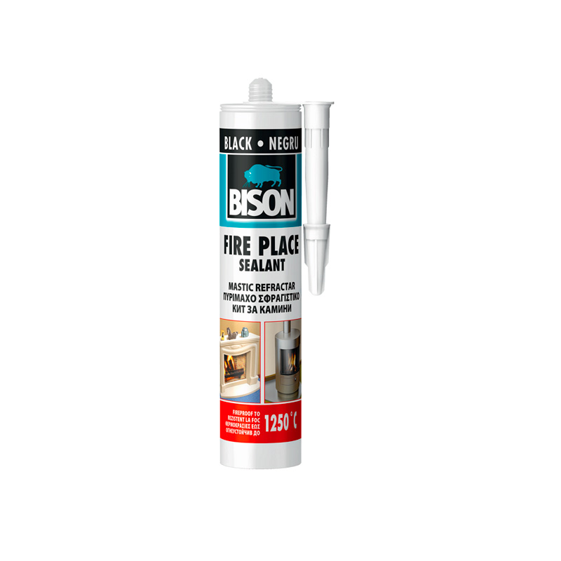 Bison Fire Place Sealant - Silikon temperaturno otporan do 1250°C, crni, 530gr