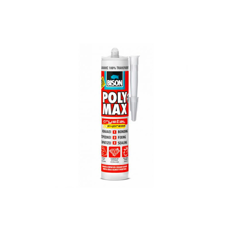 Bison Poly Max Crystal Express - Univerzalni građevinski lepak i zaptivna masa, providna, 300ml